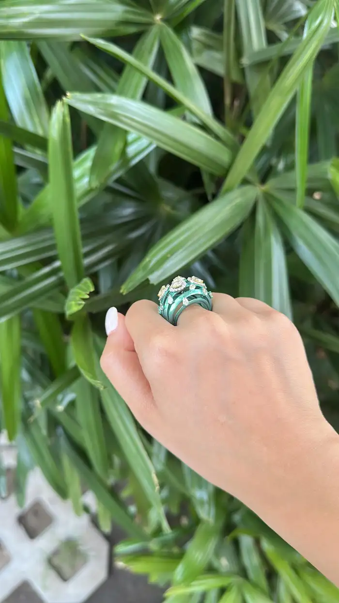 18k Gold & Titatnium Ring - Natural Yellow Diamond Statement Ring
