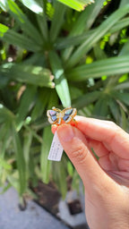 Mother Of Pearl Butterfly Ring - 18k Yellow Gold Diamond Engagement Ring