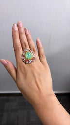 18k White Gold Diamond Handmade Cocktail Ring - Natural Paraiba Tourmaline & Multi Sapphire Gemstone Ring