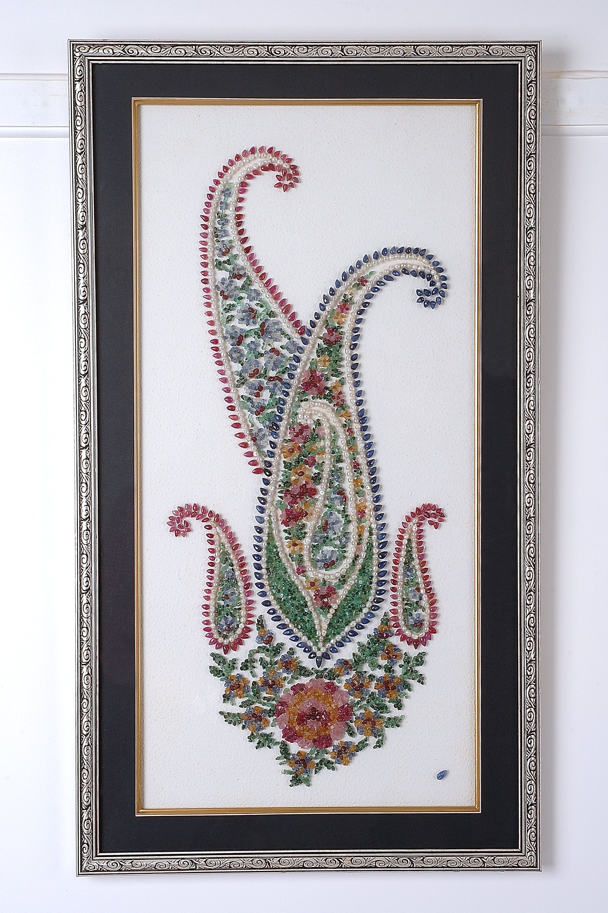Jewelled Splendor: 3D Royal Paisley Gemstone Mosaic