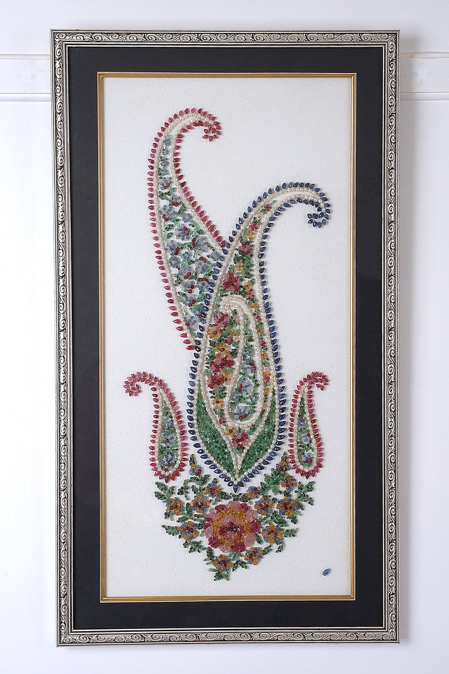 Jewelled Splendor: 3D Royal Paisley Gemstone Mosaic Hover Image