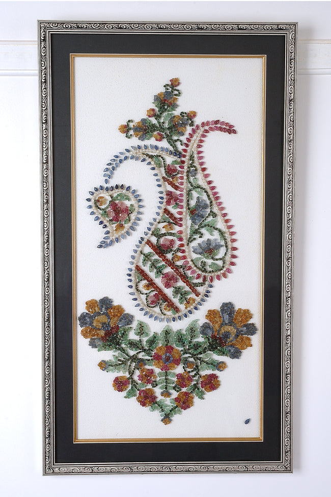 Opulent Botany: 3D Gemstone Vase & Paisley Fusion Hover Image