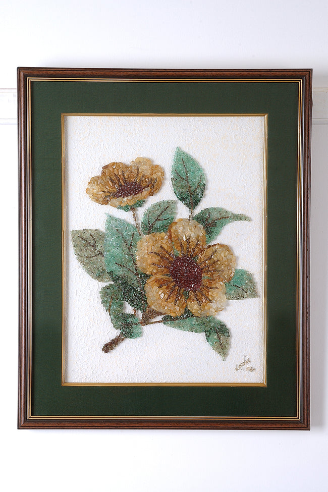 Golden Bloom: 3D Handcrafted Gemstone Floral Art Hover Image