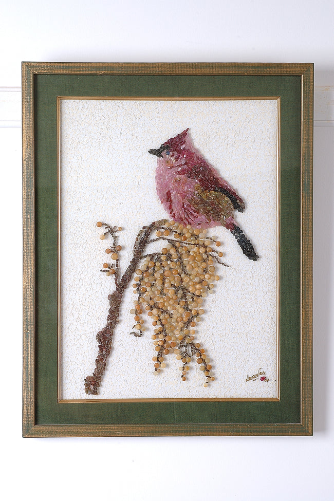 Serene Songbird: 3D Handcrafted Gemstone Avian Art Hover Image