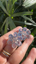 18k White Gold Floral Stud Earrings - Natural Blue Sapphire & Rose Cut Diamond Earrings