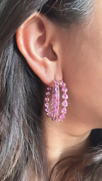 18K Rose Gold, 17.97 carats, Ceylon Pink Sapphires Hoop Earrings
