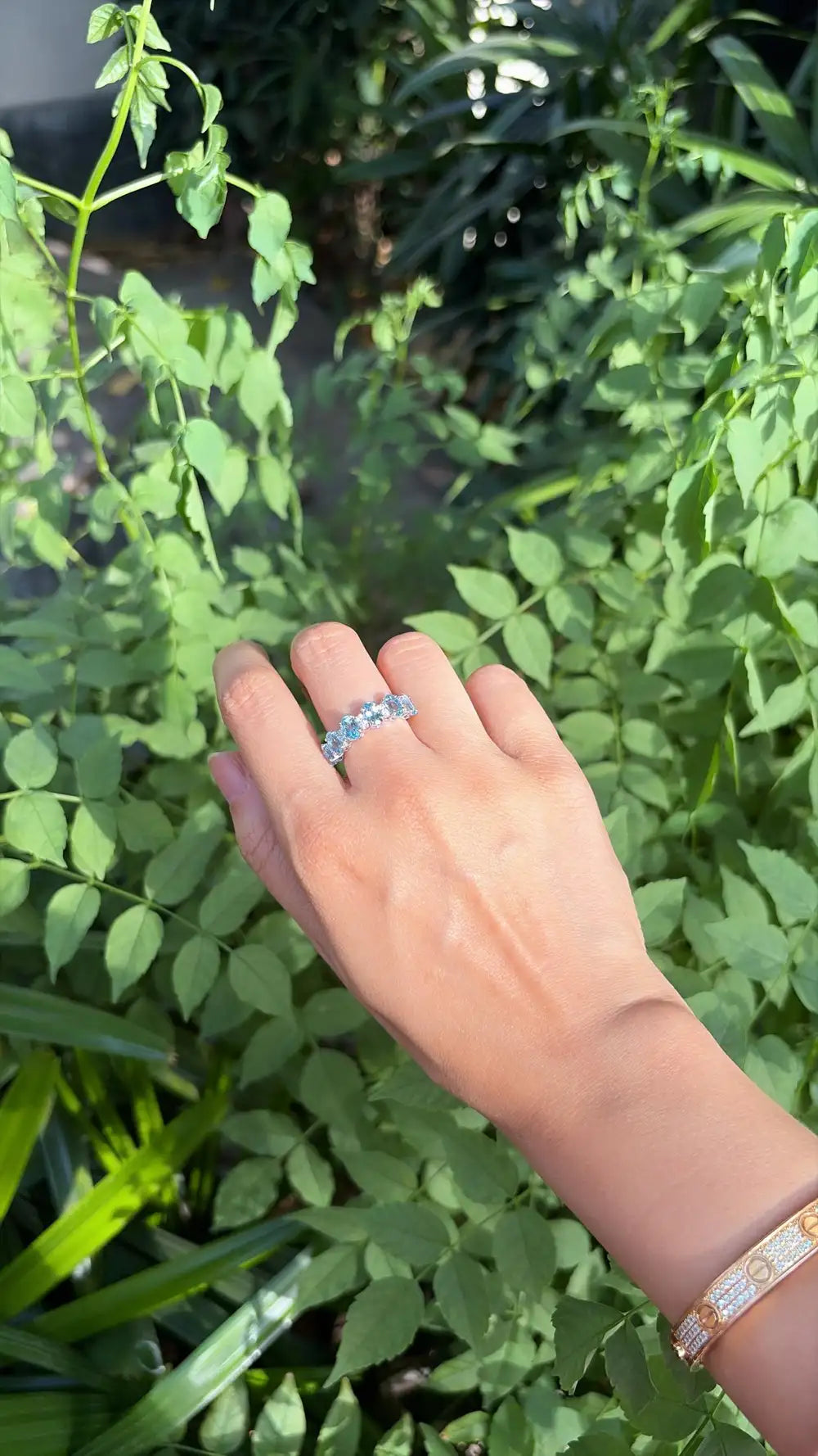 18k White Gold Diamond Ring - Natural Aquamarine Gemstone Ring