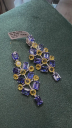 Natural Tanzanite & Yellow Sapphire Dangle Earrings - 18k White Gold Diamond Chandelier Earrings