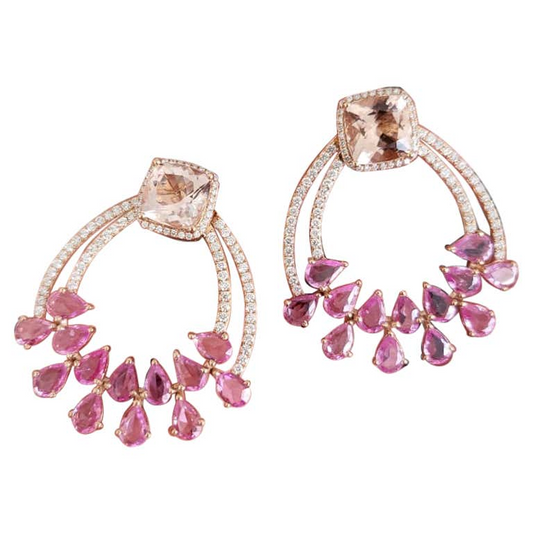 Morganite Pink Sapphires & Diamonds earring