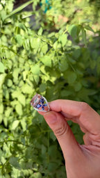 18k White Gold Diamond Ring - Natural Morganite & Tanzanite Gemstone Cocktail Ring