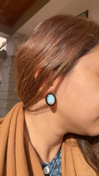 Natural Ethiopian Opal & Black Onyx Stud Earrings - 18k White Gold Diamond Stud Earrings