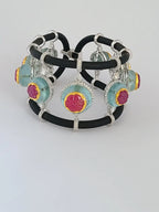 Natural Aquamarine and Ruby Chord with Diamonds Bracelet