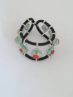 Natural Aquamarine and Ruby Chord with Diamonds Bracelet