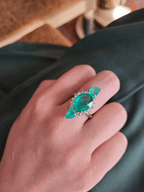 Natural Emerald and Diamond Rose Cut Ring Set in 18 Karat Gold
