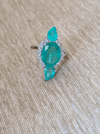 Natural Emerald and Diamond Rose Cut Ring Set in 18 Karat Gold
