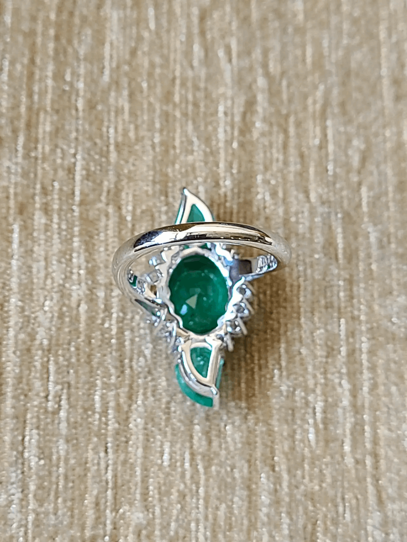 Natural Emerald and Diamond Rose Cut Ring Set in 18 Karat Gold
