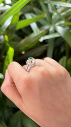 Natural Morganite & Zambian Emerald Gemstone Ring - 18k White Gold Diamond Ring