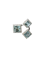 3.80 Ct. Aquamarine Gemstone Three Stone Cocktail Ring - 18k White Gold Diamond Ring