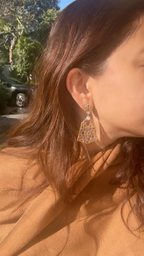 Natural Multi Sapphire & Diamond Dangle Earrings - 18k Matte Finish Earrings