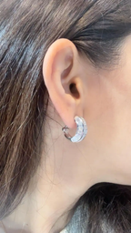 18k White Gold Earrings - Natural Tapered Baguette Diamonds Huggie Earrings