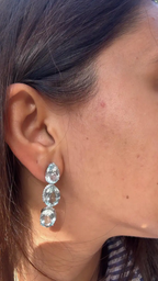Natural Aquamarine Gemstone Dangle Earrings - 18k White Gold Diamond Drop Dangle Earrings
