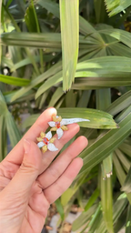 Orange & Yellow Sapphire Gemstone Stud Earrings - 18k White Gold Diamond Floral Stud Earrings