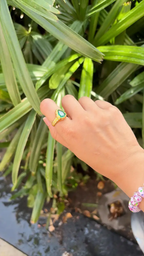 18k Yellow Matte Gold Ring - Natural Zambian Emerald & Diamond Ring