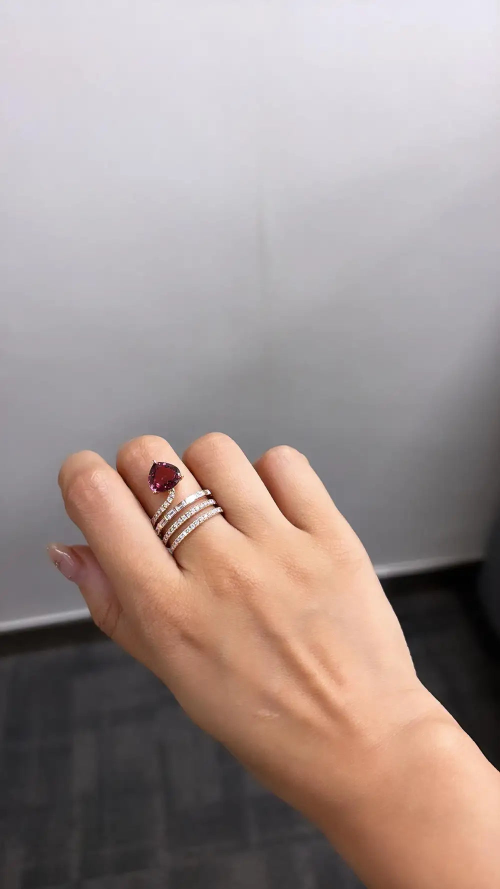 3.10 Ct. Tourmaline Gemstone Ring - 18k Rose Gold Diamond Spiral Ring