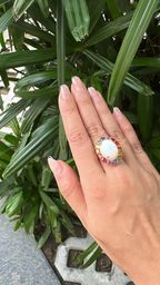 Ethiopian Opal & Multi Sapphire Cocktail Ring - 18k Gold Diamond Wedding Ring