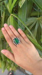 8.25 Ct. Zambian Emerald & Black Onyx Statement Ring - 18k White Gold Diamond Ring