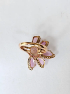 18k Rose Gold Diamond Wedding Ring With Morganite & Pink Sapphire Gemstone