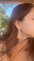 Natural Multi Sapphire & Diamond Dangle Earrings - 18k Matte Finish Earrings