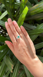 Natural Morganite & Zambian Emerald Gemstone Ring - 18k White Gold Diamond Ring