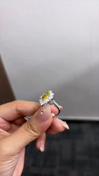 Natural Yellow Sapphire Gemstone Ring - 18k White Gold Diamond Handmade Ring