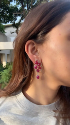 Natural Ruby Diamond Earrings - 18k Rose Gold Dangle Handmade Earrings