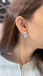 18k White Gold Earrings - Natural Tapered Baguette Diamonds Huggie Earrings