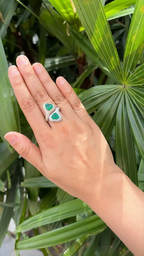 Natural Zambian Emerald Two Tone Gold Ring - 18k Gold Diamond Wedding Ring