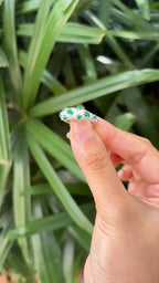Zambian Emerald Sugarloaf  Ring - 18k White Gold Diamond Handmade Band Ring