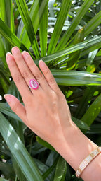 1.94 Ct. Pink Sapphire & Pink Enamel Ring - 18k White Gold Diamond Ring