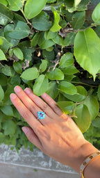 Natural Tanzanite & Turquoise Enamel Wedding Ring - 18k White Gold Diamond Engagement Ring