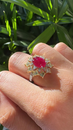 Natural Mozambique Ruby Engagement Ring - 18k White Gold Diamond Ring