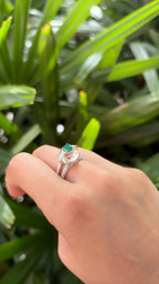 Natural Morganite & Zambian Emerald Gemstone Ring - 18k White Gold Diamond Ring