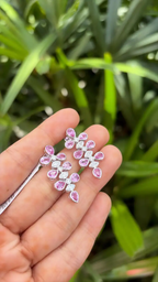 18k White Gold Diamond Dangle Earrings - Natural Pink Sapphire Earrings