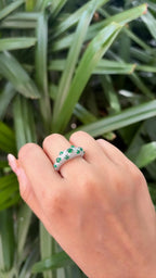 Zambian Emerald Sugarloaf  Ring - 18k White Gold Diamond Handmade Band Ring