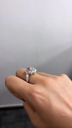18k White Gold Diamond Toi et Moi Ring - Natural Pink Sapphire & Paraiba Tourmaline Cocktail Ring