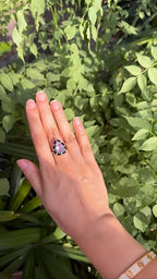Natural Kunzite & Black Onyx Cocktail Ring - 18k Rose Gold Diamond Handmade Ring