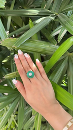 4.51 Ct. Zambian Emerald Wedding Ring - 18k White Gold Diamond Cluster Ring