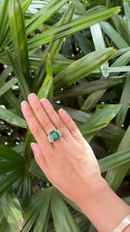 15.63 Ct. Zambian Emerald & Yellow Diamond Statement Ring - 18k Yellow Gold Handmade Ring