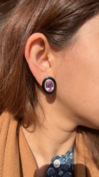 Natural Kunzite & Black Onyx Stud Earrings - 18k White Gold Diamond Handmade Earrings