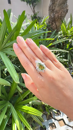 Natural Tourmaline & White Sapphire Ring - 18k White Gold Diamond Handmade Ring